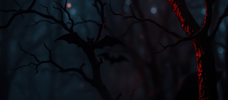 bat perched on a branch a dark forest photo