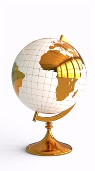 golden globe map with white background photo