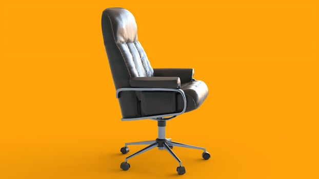 office leather chair with yellow background photo