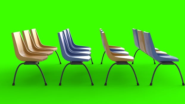plastic bench with green background photo