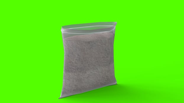 powder bag with green background photo