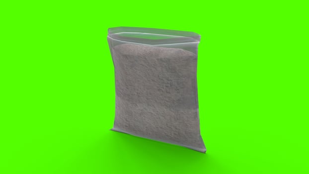 powder bag with green background photo