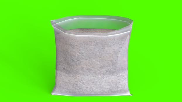 powder bag with green background photo