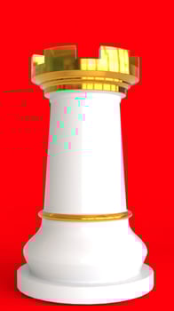 The Rook Chess Piece with red background photo