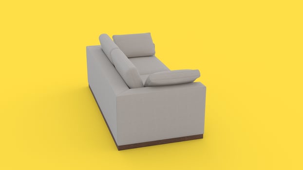 sofa with pillow with yellow background photo