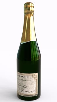 wine bottle with white background photo
