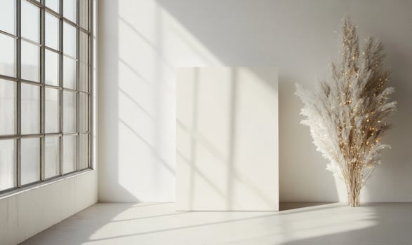 A white room with a window and a white wall photo