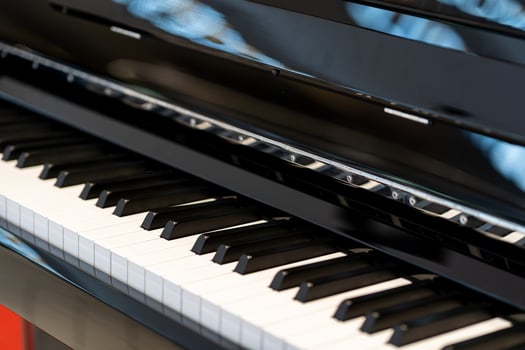 Black and white keys on an electronic piano. Piano keys closeup. Classic piano keyboard. photo
