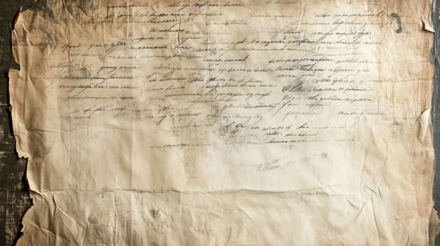 A Close-Up of a Folded and Worn Old Document with Handwritten Text photo