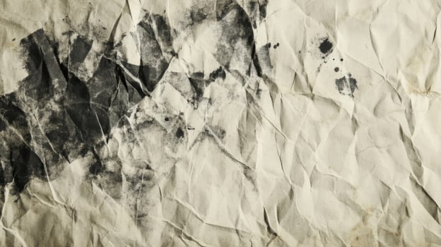Crumpled Paper with Black Ink Stains and Splashes photo