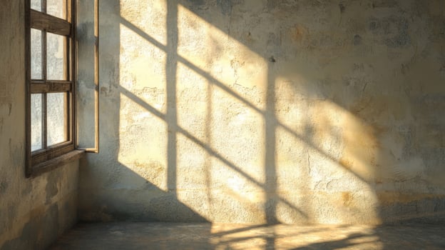 Sunbeams Streaming Through a Window Onto a Rough Wall photo