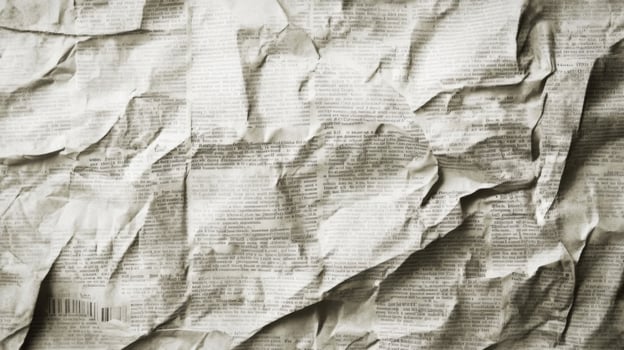 A Crumpled Page of Text, Printed in Black Ink on White Paper photo