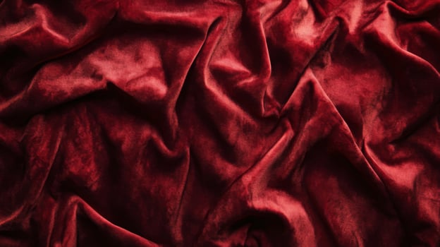 Draped Burgundy Velvet Fabric with Soft, Textured Waves photo