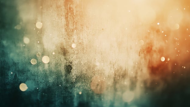 Abstract Grunge Background with Bokeh Lights and a Teal to Orange Gradient photo