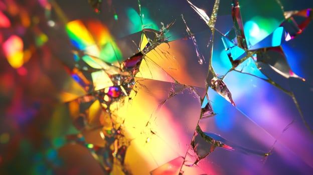 Shattered Glass with Rainbow Reflections photo