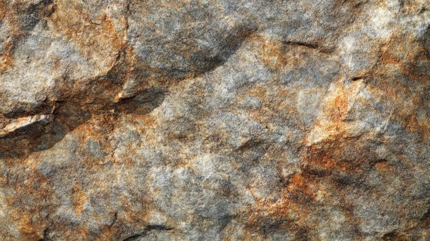 Close-up of rough, weathered, brown and gray rock surface photo