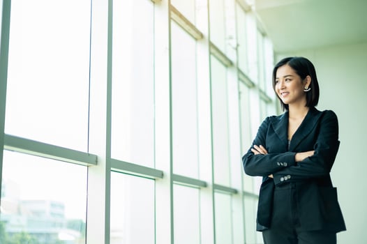 Smiles and happiness at work, successful business, corporate communication, business growth goals photo