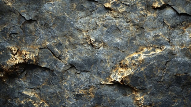 Close-up Texture of Rough, Gray and Gold Rock Surface photo