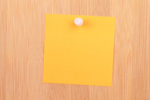 Orange Sticky Note Pinned to the Wooden Message Board. To Do List Reminder in Office. Blank Memo Sticker at Work - Template. Empty Checklist - Mockup photo