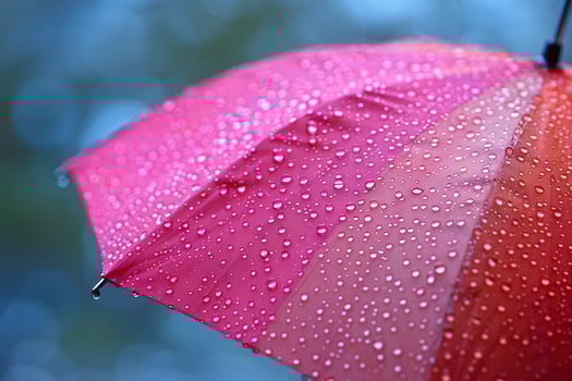 Vibrant Red Umbrella with Raindrops - Symbol of Rainy Weather and Protection photo