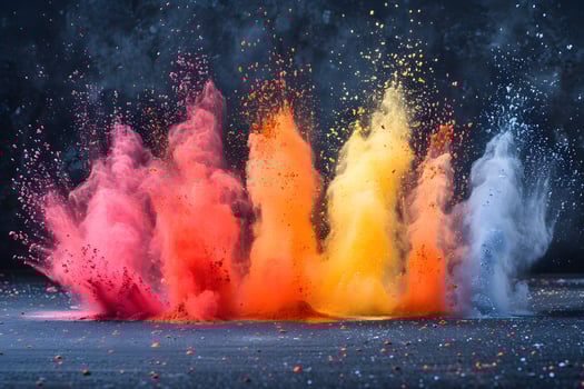 Vibrant Explosion of Colorful Powder for Creative Design and Artistic Backgrounds photo