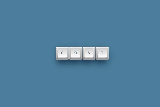 Cost text on a 3d keyboard button with shadow concept series photo