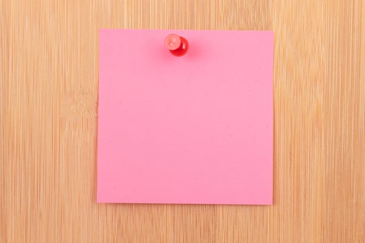 Pink Sticky Note Pinned to the Wooden Message Board. To Do List Reminder in Office. Blank Memo Sticker at Work - Template. Empty Checklist - Mockup photo
