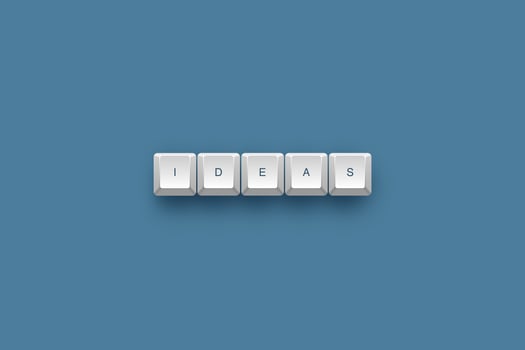 Ideas text on a 3d keyboard button with shadow concept series photo