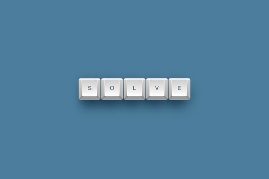 Solve text on a 3d keyboard button with shadow concept series photo