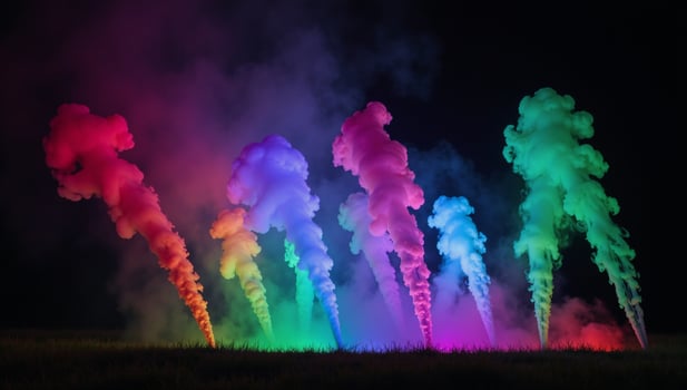 Vibrant lights with smoky effects create a captivating nighttime display photo
