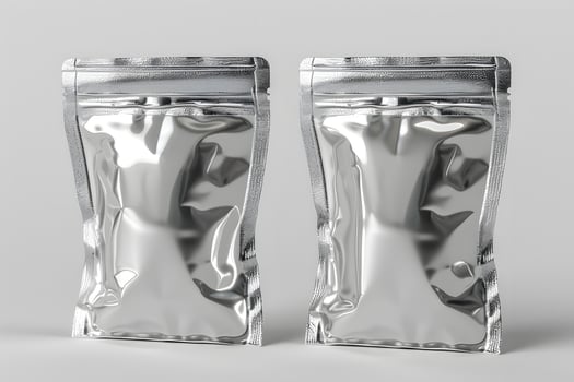 Silver Stand-Up Pouches for Product Packaging and Branding Design photo