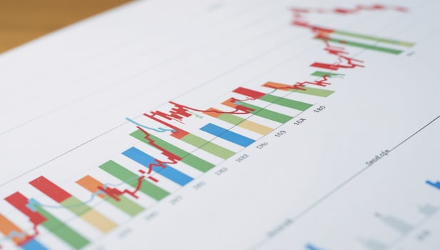 Dynamic colorcoded bar graphs displaying changing financial data stock marketsbanking photo