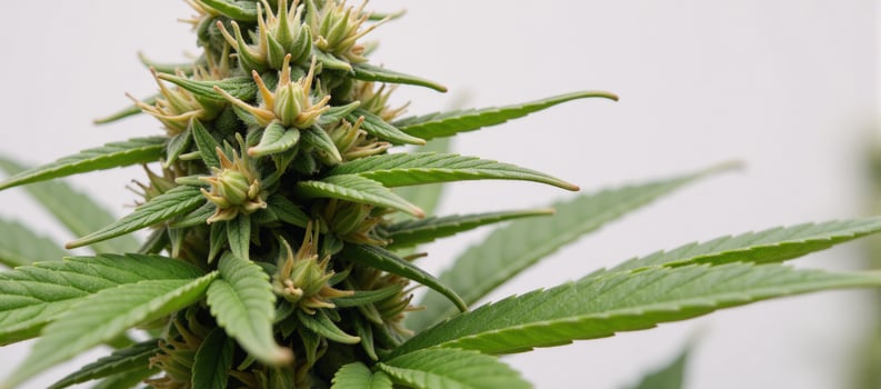 Detailed closeup image showcases cannabis plant with mature buds photo