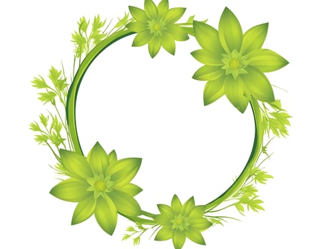 Green Round Floral Summer Flower Frame Decorative border photo
