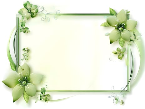 Green Floral Spring Flower Frame Decorative border photo
