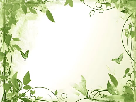 Green Floral Spring Flower Frame Deco border photo