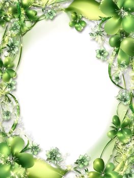 Green Floral Spring Flower Frame Deco border photo