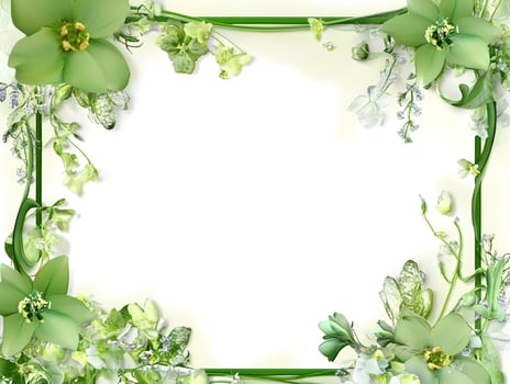 Green Floral Spring Flower Frame Deco border photo