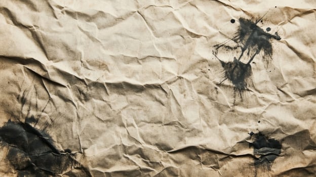 Crumpled Paper with Black Ink Stains photo
