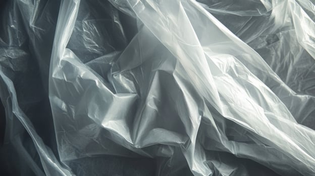 Crinkled White Plastic Sheet with Light and Shadows photo