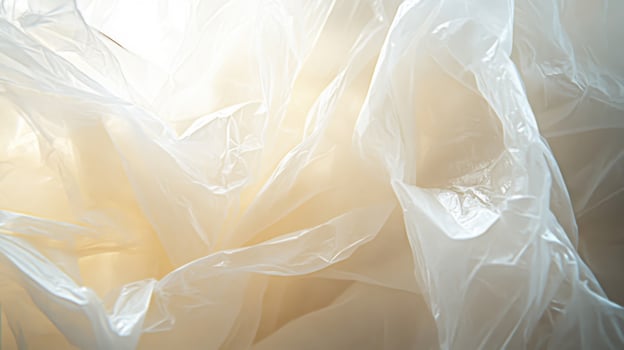 Crinkled Transparent Plastic Bag with Light Reflecting photo