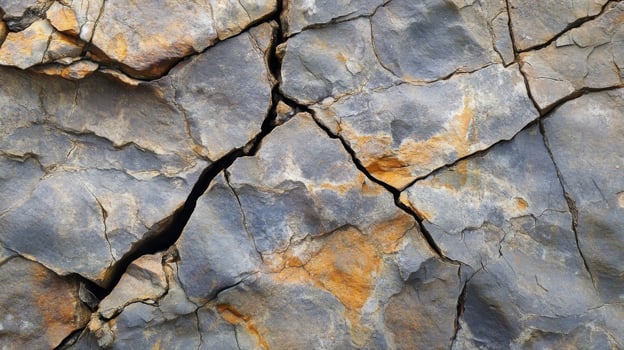 Cracked Rock with Grey and Orange Hues photo