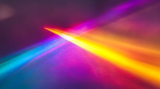 Colorful Light Beams on a Textured Purple Wall photo