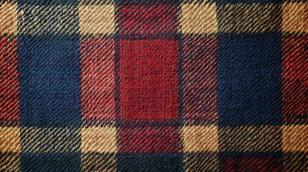 Close-up of Red, Blue, and Tan Plaid Fabric photo