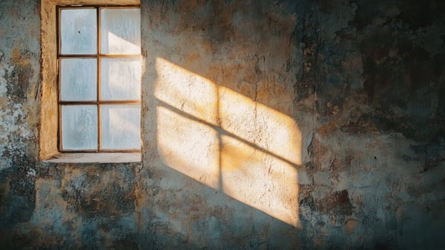 Window Shadow on a Weathered Wall photo