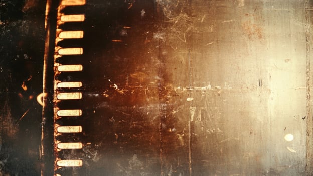 A Close-Up View of an Old Filmstrip with Scratches and Dents photo