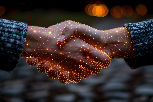 Digital Connectivity in Business Handshake with Network Overlay for Modern Partnership photo