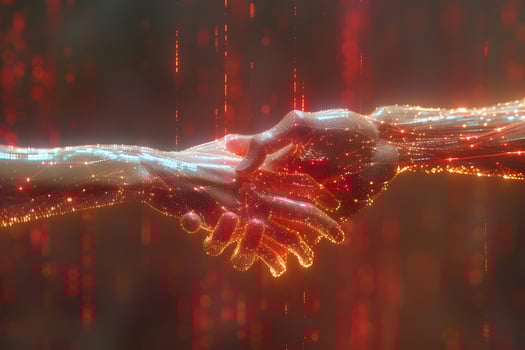 Futuristic Digital Handshake Concept - Technology and Connection photo