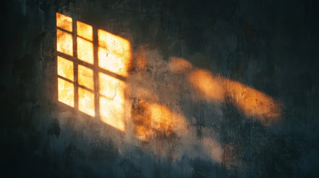 A window shadow cast onto a textured wall photo