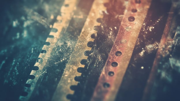 Close-up of Dusty and Worn Film Strips photo